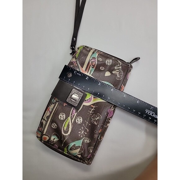 Sakroots Multicolor Wristlet Wallet  Women Removable Strap Brown Heart Whimsical - Picture 10 of 12